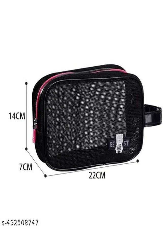 ARMAR Mesh Toiletry Bag for Women & Men - Travel Cosmetic Pouch | Waterproof Organizer for Toiletries, Makeup, Shaving Kit | Lightweight, Breathable Travel Pouch with Handle - Black (Black) - Image 4