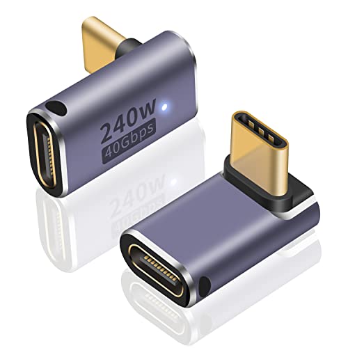 Poyiccot 240W USB C 90 Degree Adapter, Up & Down 90 Degree USB C Adapter,(40Gbps, 8K@60Hz, Male to Female) Type C Extender Compatible for iPad, Notebook, Galaxy S23, Thunderbolt 4/3, (2-Pack) - Image 1