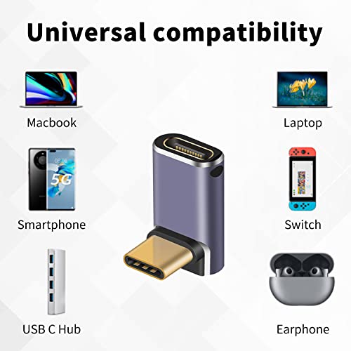 Poyiccot 240W USB C 90 Degree Adapter, Up & Down 90 Degree USB C Adapter,(40Gbps, 8K@60Hz, Male to Female) Type C Extender Compatible for iPad, Notebook, Galaxy S23, Thunderbolt 4/3, (2-Pack) - Image 5