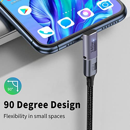Poyiccot 240W USB C 90 Degree Adapter, Up & Down 90 Degree USB C Adapter,(40Gbps, 8K@60Hz, Male to Female) Type C Extender Compatible for iPad, Notebook, Galaxy S23, Thunderbolt 4/3, (2-Pack) - Image 4