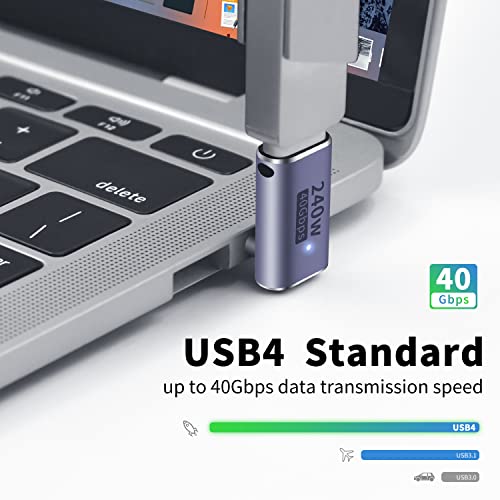 Poyiccot 240W USB C 90 Degree Adapter, Up & Down 90 Degree USB C Adapter,(40Gbps, 8K@60Hz, Male to Female) Type C Extender Compatible for iPad, Notebook, Galaxy S23, Thunderbolt 4/3, (2-Pack) - Image 2