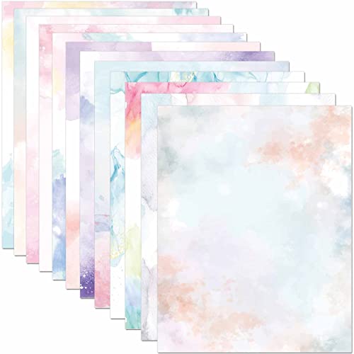 DUGUTUL Watercolor Stationary Paper, 100 gsm Printer Paper 8.5 x 11, 12 designs, Double-Sided, Colored Paper for Writing Letters and Invitations, Writing Paper for Business or Personal Use (48) - Image 2