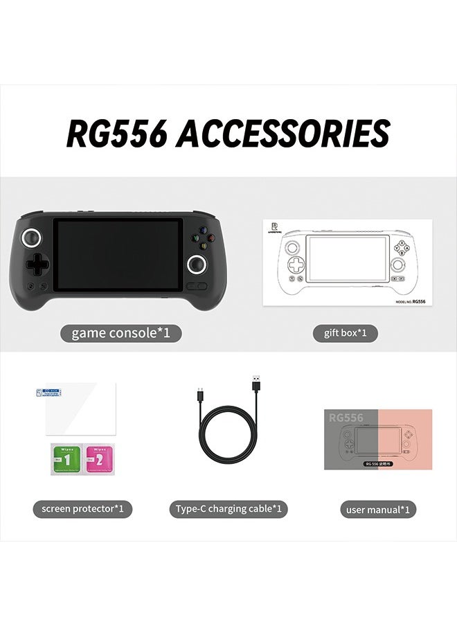 RG556 Retro Handheld Game Console Android 13 System Unisoc T820 5.48-inch AMOLED Screen Built-in 128G SD Card 4423 Games Support 1080p Display Port Output WIFI Video Games Player (RG556 Black)