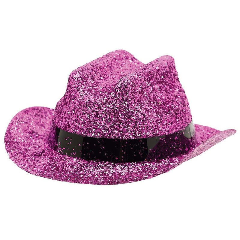 Amscan Pink Glitter Mini Cowboy Plastic Hat - 2" x 4.75" - Perfect for Festive Occasions, 1 Pc. - Image 4