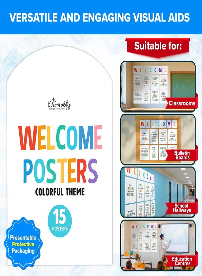 Decorably 15 Colorful Welcome Poster for Classroom, Matte-Laminated Inspirational Colorful Welcome Sign for Classroom, School Hallways, Bulletin Boards, Home Study Room - Image 5
