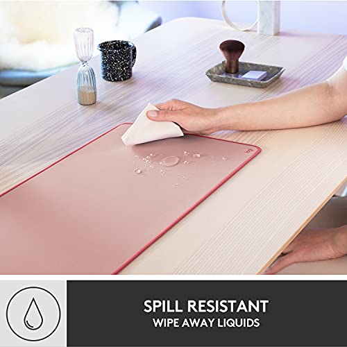 Logitech Desk Mat - Studio Series, Multifunctional Large Desk Pad, Extended Mouse Mat, Office Desk Protector with Anti-slip Base, Spill-resistant Durable Design, in Darker Rose - Image 5
