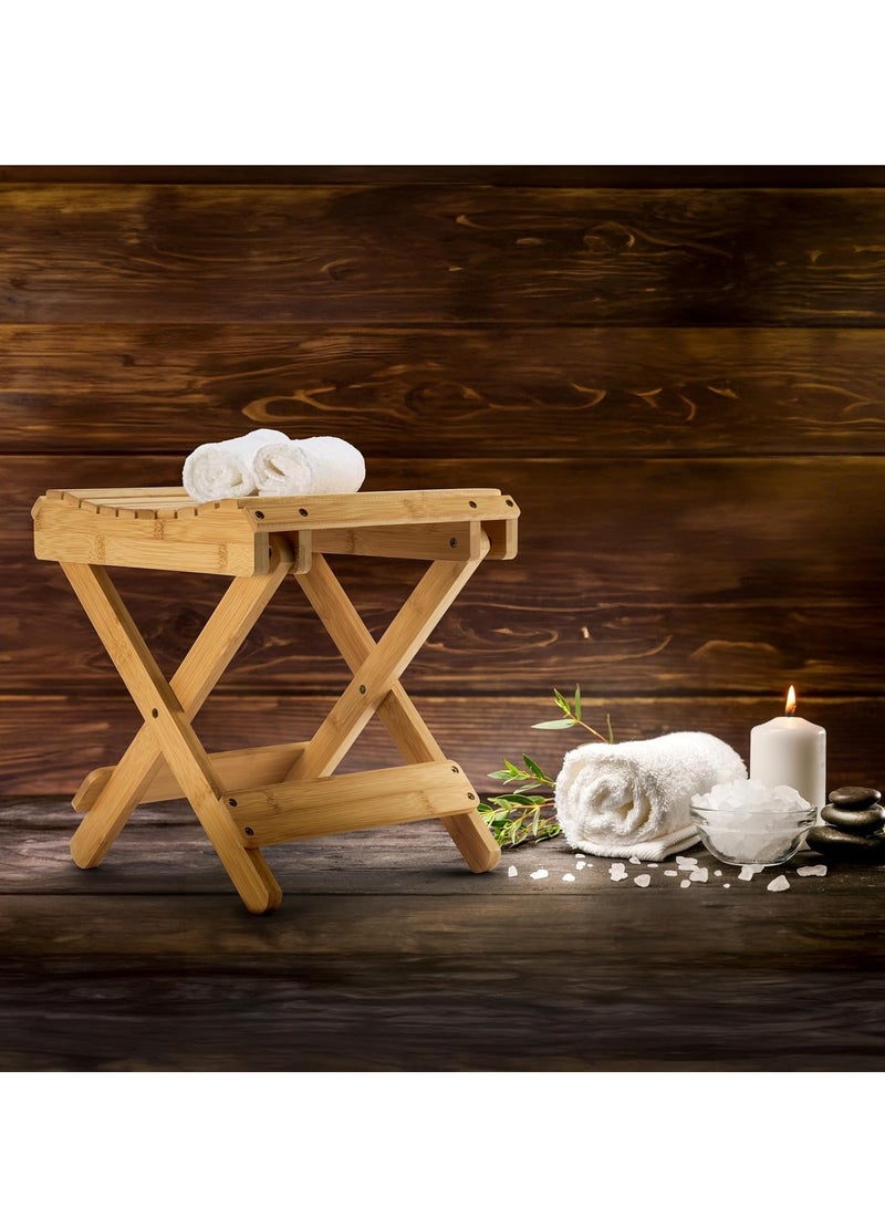 Necomi Foldable Shower Stool, Bamboo Foot Rest & Shaving Stool for Inside Shower, Portable Step Stool, Folding Shower Bench, Wooden Sauna Chair, Bathtub Foot Rest - Image 3