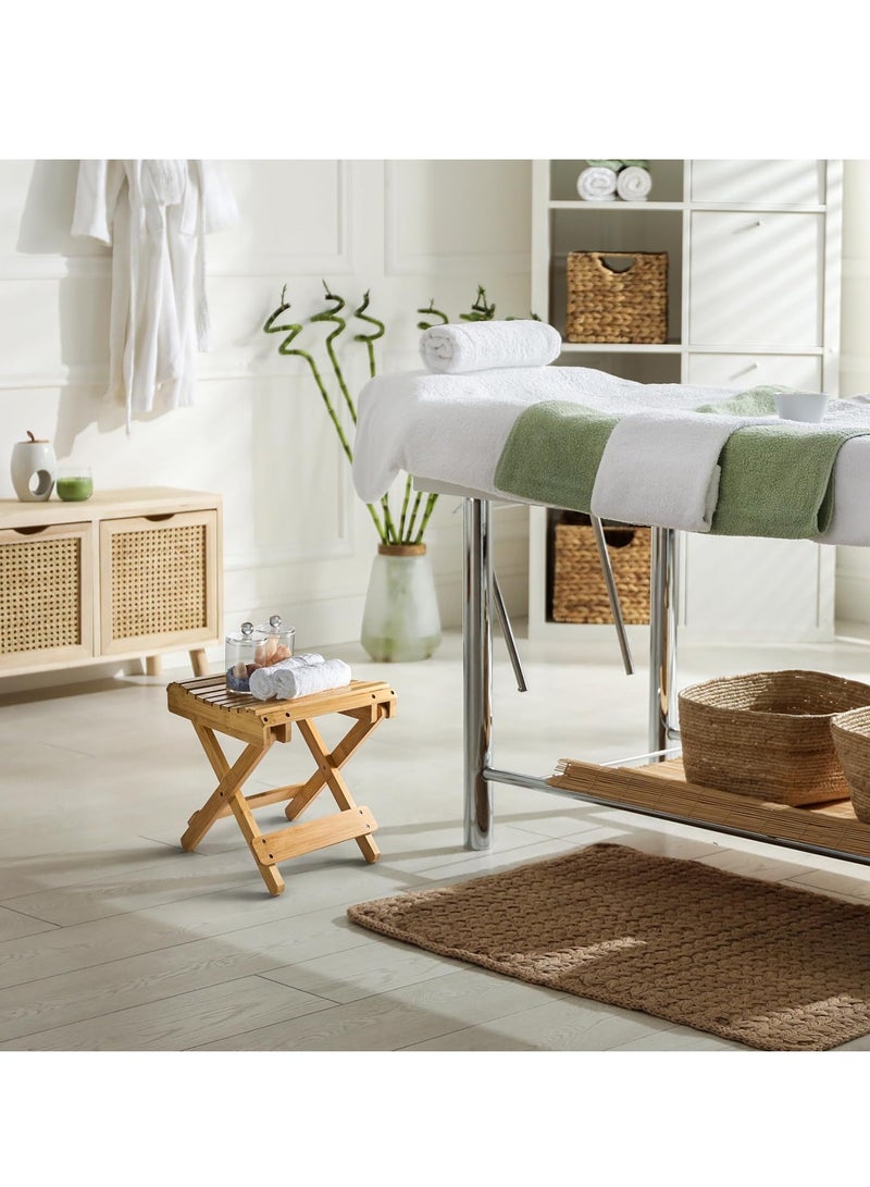 Necomi Foldable Shower Stool, Bamboo Foot Rest & Shaving Stool for Inside Shower, Portable Step Stool, Folding Shower Bench, Wooden Sauna Chair, Bathtub Foot Rest - Image 5