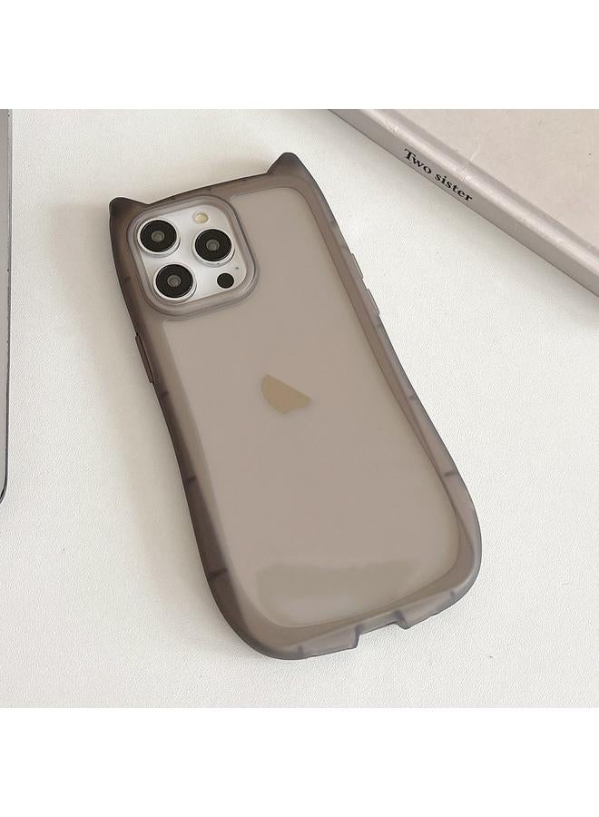 اس-توب جراب لهاتف iPhone 15 Pro، جراب هاتف TPU شفاف غير لامع برأس قطة - Image 1