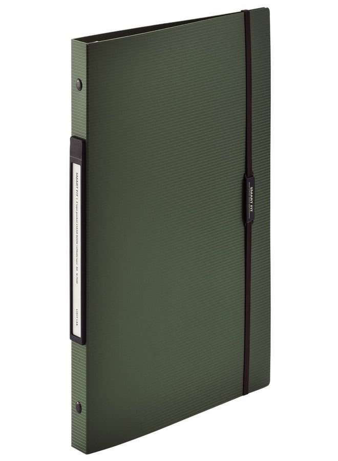 Lihit Lab N7520-22 File Clear Book, A4, 30 Holes, Interchangeable, 2 Type Pockets, Olive - Image 1