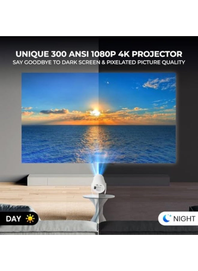 AL RAID HY400 4K Premium Smart Mini Projector, 300 Lumens, 1080P Android 13, 270° Rotatable, 100,000 Hours Lamp Life with 200 Inch Large Screen, Ultra HD Portable Gaming Projector for TV and Outdoors - Image 2