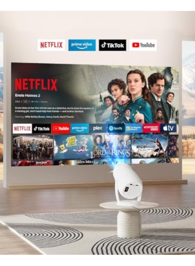 AL RAID HY400 4K Premium Smart Mini Projector, 300 Lumens, 1080P Android 13, 270° Rotatable, 100,000 Hours Lamp Life with 200 Inch Large Screen, Ultra HD Portable Gaming Projector for TV and Outdoors - Image 4