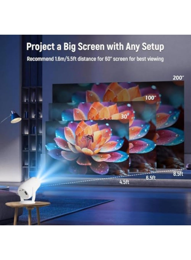 AL RAID HY400 4K Premium Smart Mini Projector, 300 Lumens, 1080P Android 13, 270° Rotatable, 100,000 Hours Lamp Life with 200 Inch Large Screen, Ultra HD Portable Gaming Projector for TV and Outdoors - Image 3