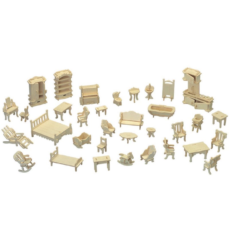 Cuteroom Cute Room Wooden Dolls House Furniture Set - 28 Pieces Suitable for Doll - Image 1