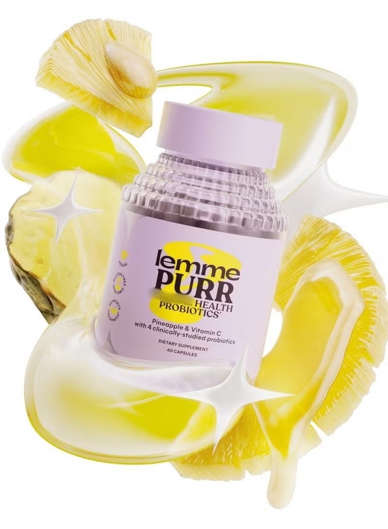 LEMME BE Purr Probiotic Capsules for Women - Balanced pH, Healthy Odor, Yeast Balance u0026 Flora Support + Vitamin C for Immune Health - Tasty Pineapple (60 Capsules) - Image 3