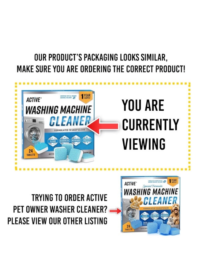 ACTIVE Washing Machine Cleaner Tablets 24 Pack | Deep Cleaning Descaler for Front & Top Load Washers | Drum & Tub Seal Cleaner - Image 4