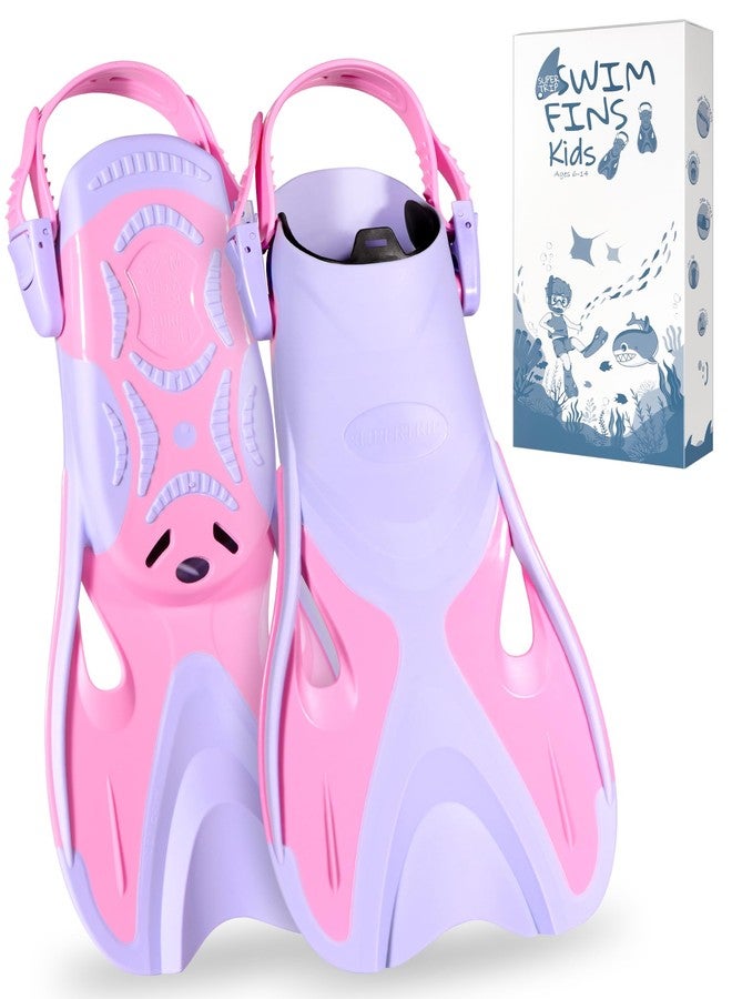 Supertrip Kids Swim Fins, Adjustable Snorkel Fins Travel Size Flippers for Swimming Snorkeling Diving for Children Youth Ages 6-14 - Image 1