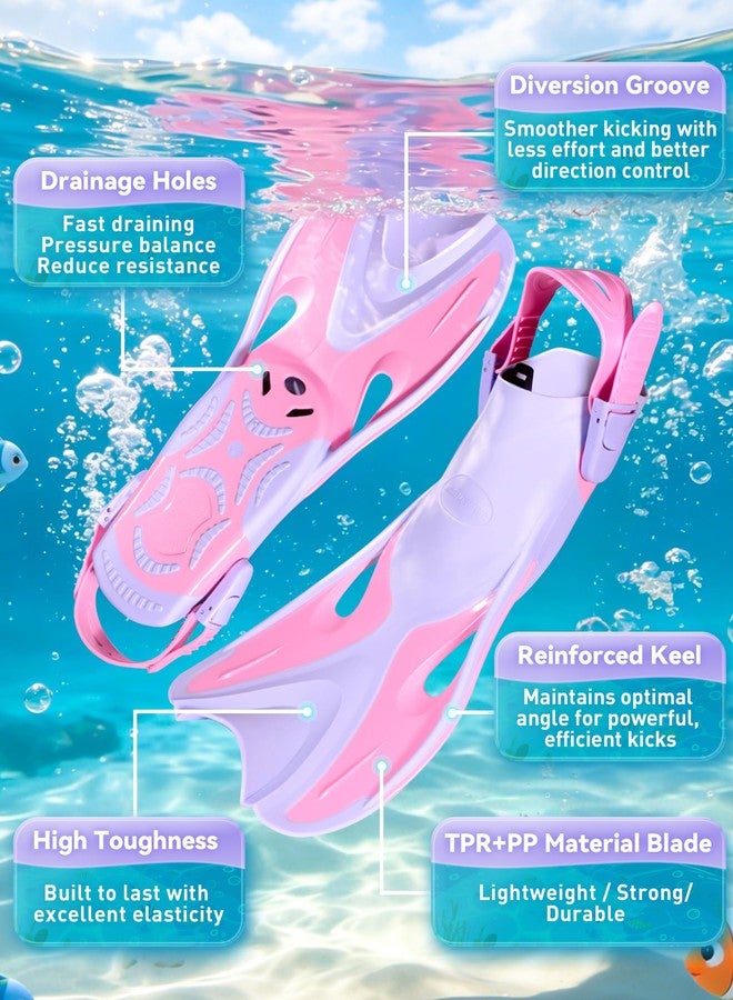 Supertrip Kids Swim Fins, Adjustable Snorkel Fins Travel Size Flippers for Swimming Snorkeling Diving for Children Youth Ages 6-14 - Image 2