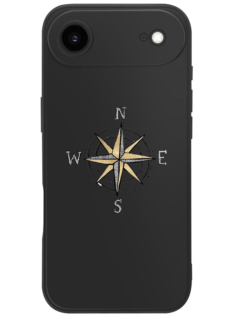 Theodor Protective Slim Fit Case Liquid Silicone Cover with Full Body Protection Anti-Scratch Shockproof Case For Apple iPhone 17 Air (Black) Compass - Image 1