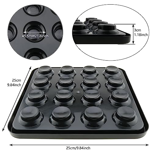 LUORNG Standard Billiards Pool Ball Tray for 16 Balls, 16 Holes, Black Plastic, 25x25x3cm/9.84x9.84x1.18inch - Image 4