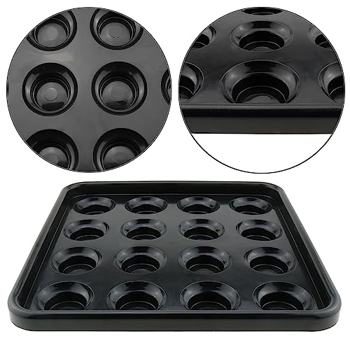LUORNG Standard Billiards Pool Ball Tray for 16 Balls, 16 Holes, Black Plastic, 25x25x3cm/9.84x9.84x1.18inch - Image 3