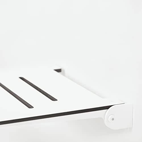 Seachrome 18 inch Silhouette Slimline Folding Wall Mount Shower Bench Seat, White Seat with White Frame - Image 5