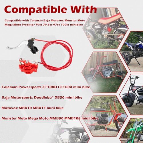 Kefly Mini Bike Brake Lever Kit Mini Bike Brake Caliper Compatible with Coleman CT100U CC100X Baja DB30 Motovox Mega Moto MBX10 MBX11 MMB80 MMB105 79cc 97cc 100cc - Image 5