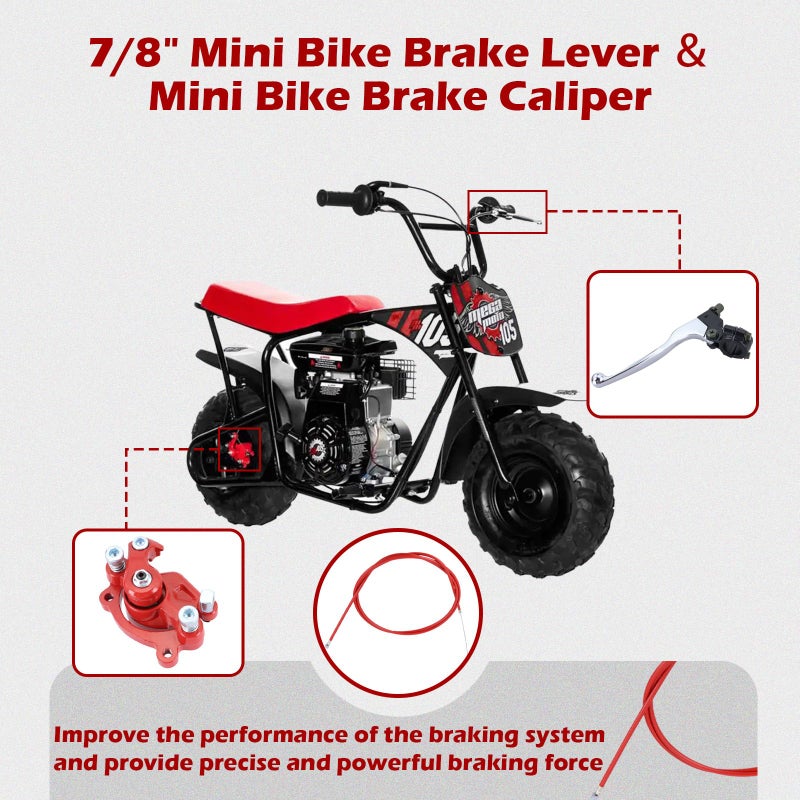 Kefly Mini Bike Brake Lever Kit Mini Bike Brake Caliper Compatible with Coleman CT100U CC100X Baja DB30 Motovox Mega Moto MBX10 MBX11 MMB80 MMB105 79cc 97cc 100cc - Image 4