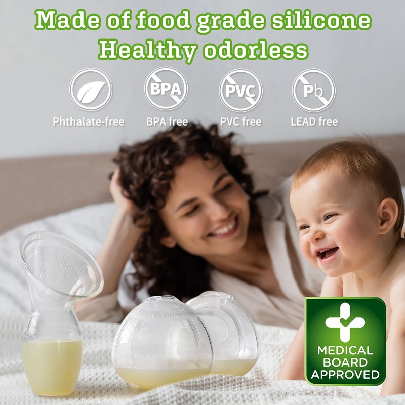 haakaa Manual Breast Pump for Breastfeeding 4oz/100ml and Ladybug Milk Collector 2.5oz/75ml Combo, Food-Grade Silicone - Image 2