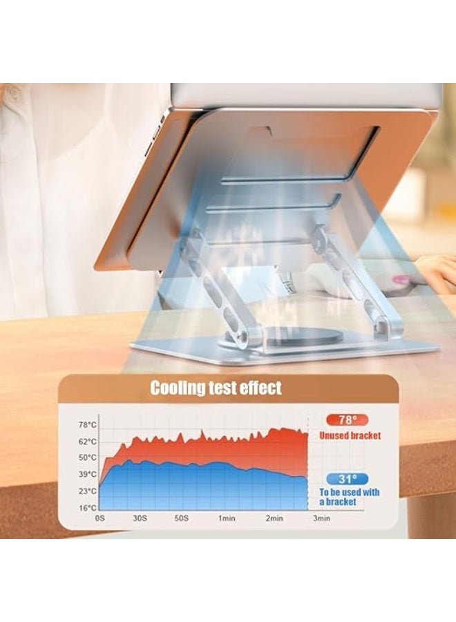 Adjustable Laptop and Tablet Stand with 360° Rotating Base, Foldable Desk Mount for Laptops and Tablets up to 17.3 Inches - Image 5