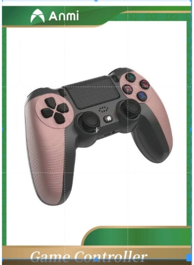 أنمي وحدة تحكم لاسلكية متوافقة مع بلاي ستيشن 4 / بلاي ستيشن 4 سليم / بلاي ستيشن 4 برو / بيسي مع كابل شحن يو اس بي مع اهتزاز مزدوج ، لوحة لمس قابلة للنقر (ذهبي وردي)