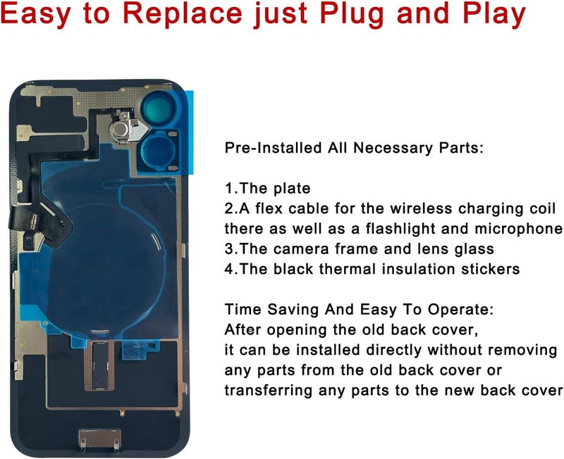 Perzework Rear Back Glass Replacement for iPhone 16 6.1-inches with Reparing Tool Kit and All Necessary Parts (Ultramarine) - Image 4