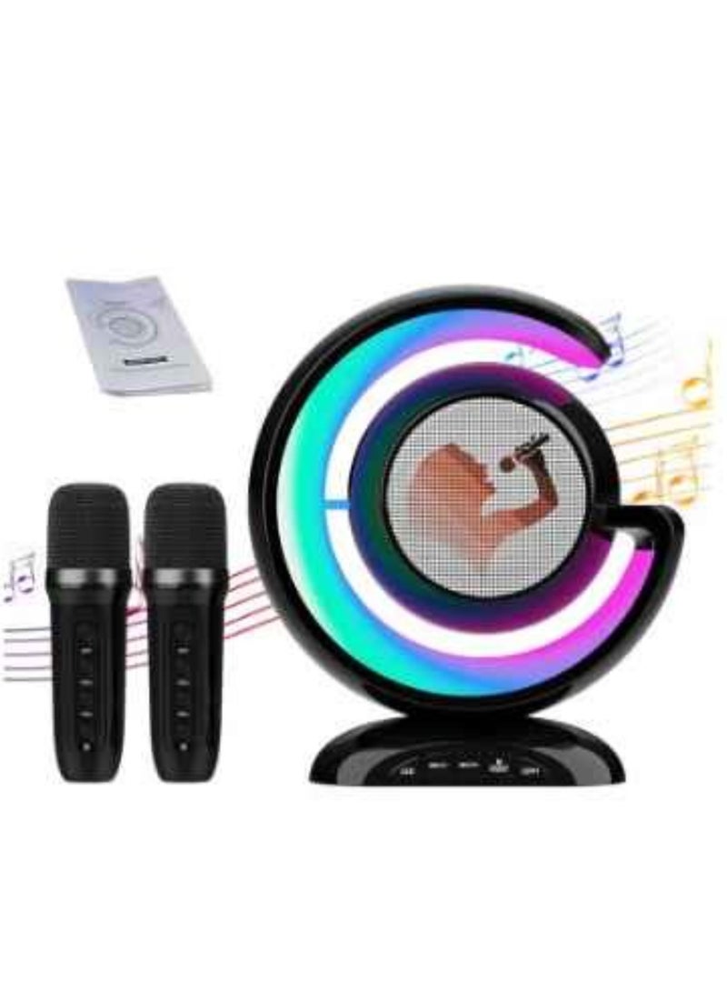 ELTRAZONE 110 Karaoke Machine with Two Wireless Microphones Portable Bluetooths Speaker for Home Karaoke Birthday Party with Microfone Mic and Colorful LED  - Image 1
