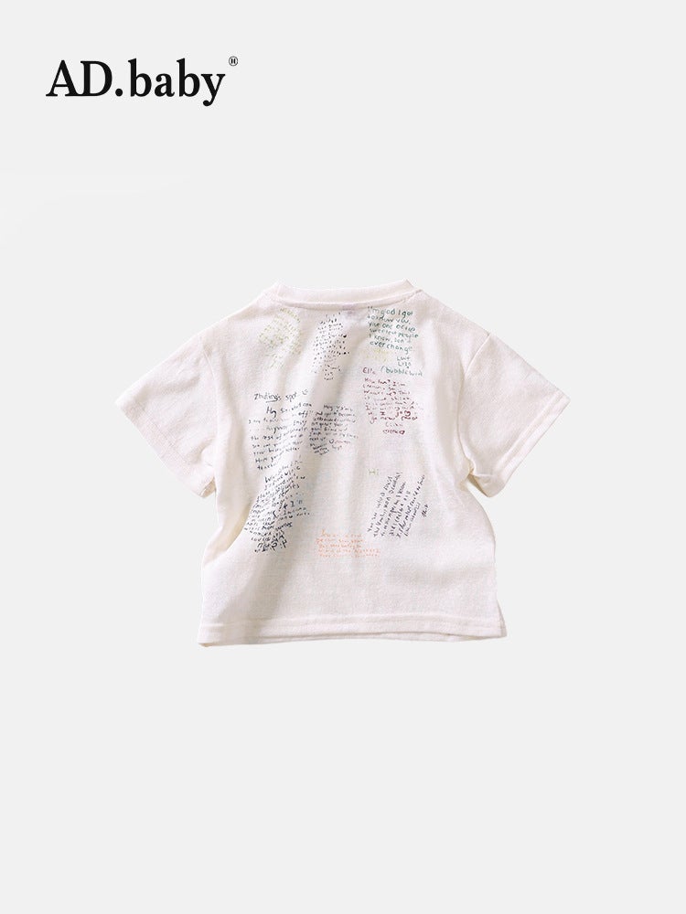 2025 Children'S Wear Summer Children'S Wear Korean Reactive Printed Top Girls' Short-Sleeved T-Shirt Summer Undershirt For Boys - Image 4