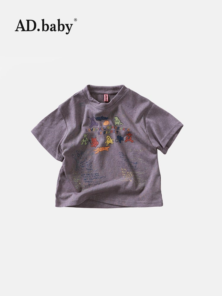 2025 Children'S Wear Summer Children'S Wear Korean Reactive Printed Top Girls' Short-Sleeved T-Shirt Summer Undershirt For Boys - Image 5