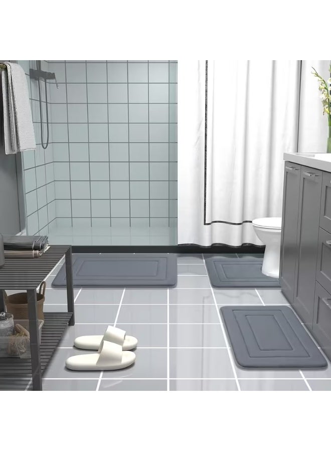 HIAS Soft Memory Foam Bath Mat – Super Absorbent & Quick-Dry with Anti-Slip PVC Backing, Machine Washable – Comfort Floor Rug for Bathroom, Shower, Kitchen, Laundry 40x60 cm (Grey) - Image 4