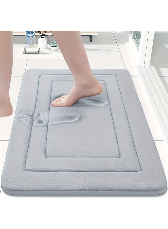 HIAS Soft Memory Foam Bath Mat – Super Absorbent & Quick-Dry with Anti-Slip PVC Backing, Machine Washable – Comfort Floor Rug for Bathroom, Shower, Kitchen, Laundry 40x60 cm (Grey) - Image 1