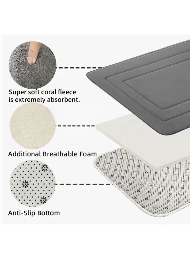 HIAS Soft Memory Foam Bath Mat – Super Absorbent & Quick-Dry with Anti-Slip PVC Backing, Machine Washable – Comfort Floor Rug for Bathroom, Shower, Kitchen, Laundry 40x60 cm (Grey) - Image 5