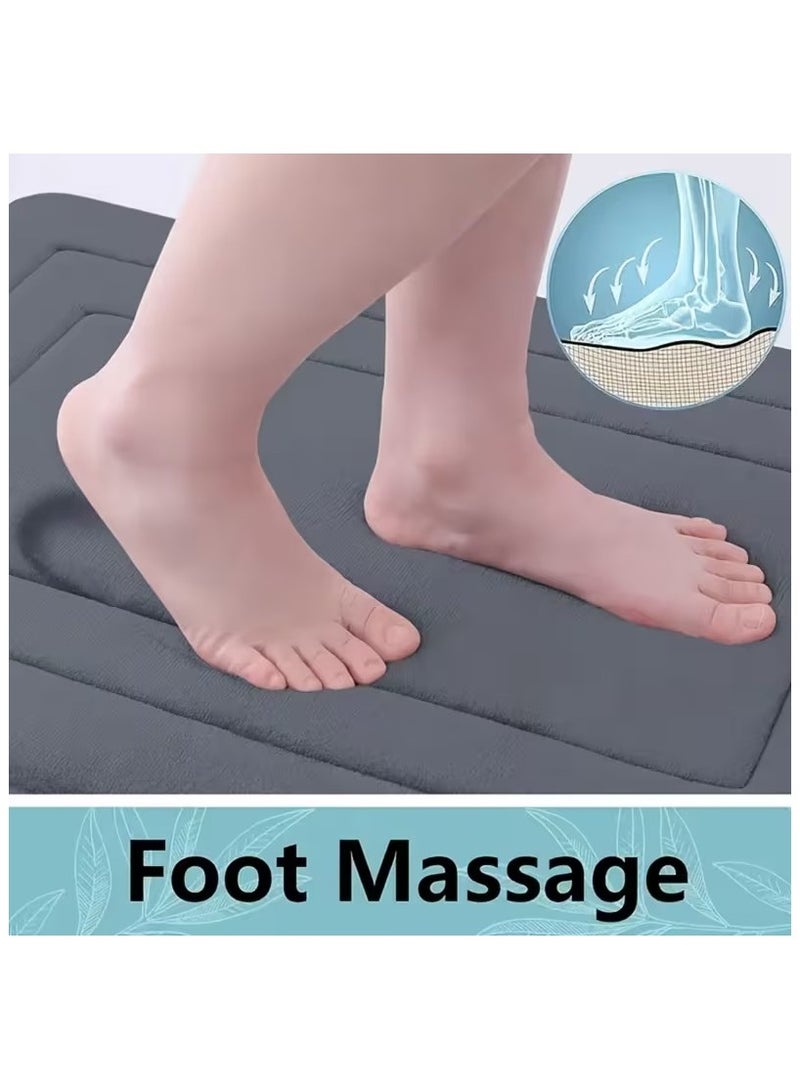 HIAS Soft Memory Foam Bath Mat – Super Absorbent & Quick-Dry with Anti-Slip PVC Backing, Machine Washable – Comfort Floor Rug for Bathroom, Shower, Kitchen, Laundry 40x60 cm (Grey) - Image 3