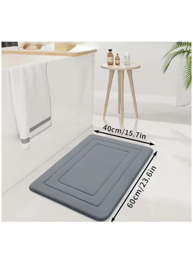 HIAS Soft Memory Foam Bath Mat – Super Absorbent & Quick-Dry with Anti-Slip PVC Backing, Machine Washable – Comfort Floor Rug for Bathroom, Shower, Kitchen, Laundry 40x60 cm (Grey) - Image 2
