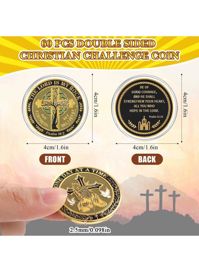 Ecation 60 Pcs Military Challenge Coins Veteran Coins Thank You for Your Service Coins Double Sided Engraving Military Appreciation Gifts Coins for Men Women Veterans Presents (Black and Gold,Cross) - Image 2