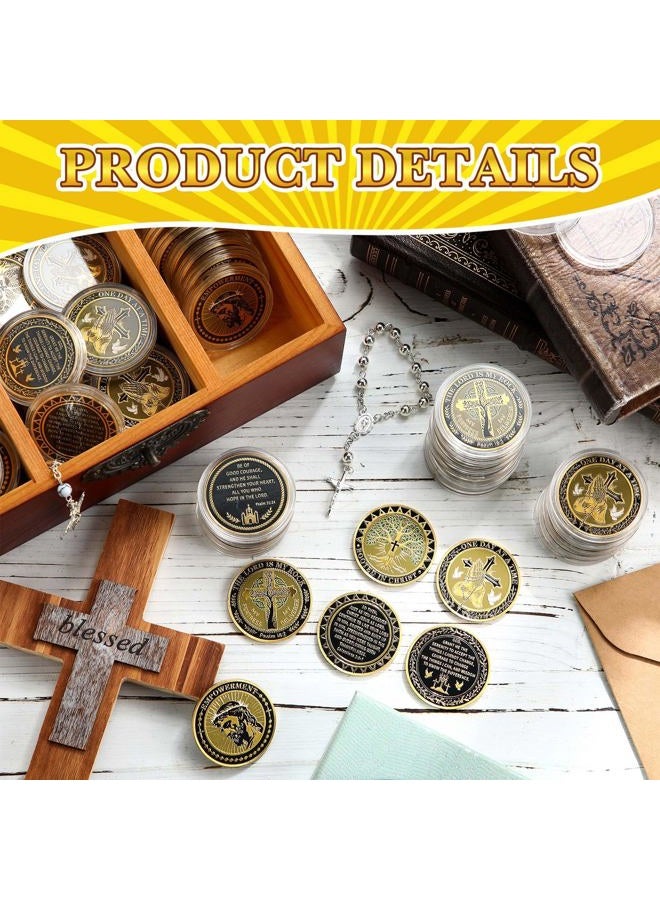 Ecation 60 Pcs Military Challenge Coins Veteran Coins Thank You for Your Service Coins Double Sided Engraving Military Appreciation Gifts Coins for Men Women Veterans Presents (Black and Gold,Cross) - Image 4