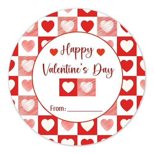 JUESMOS Happy Valentine's Day Stickers Valentine's Day Gift Tags Stickers 1.5" Valentine to from Labels Heart Sticker for Envelopes Seal Boxes Cards Valentines Party Favor Decorations - Image 1