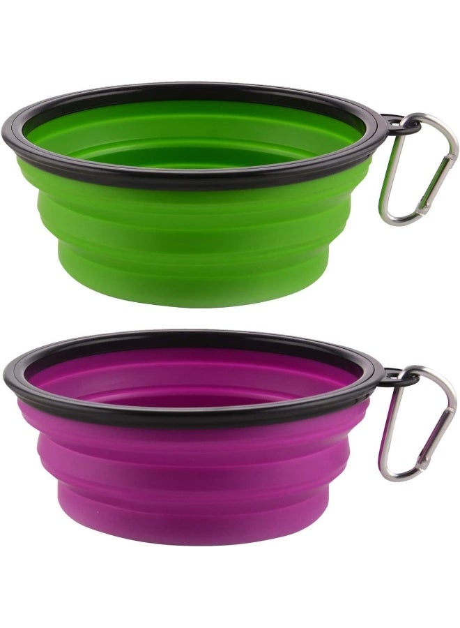 Mumoo Bear, Portable Collapsible Silicone Pet Dog Food Water Travel Bowl, Assorted, 2Pcs/Set - Image 1
