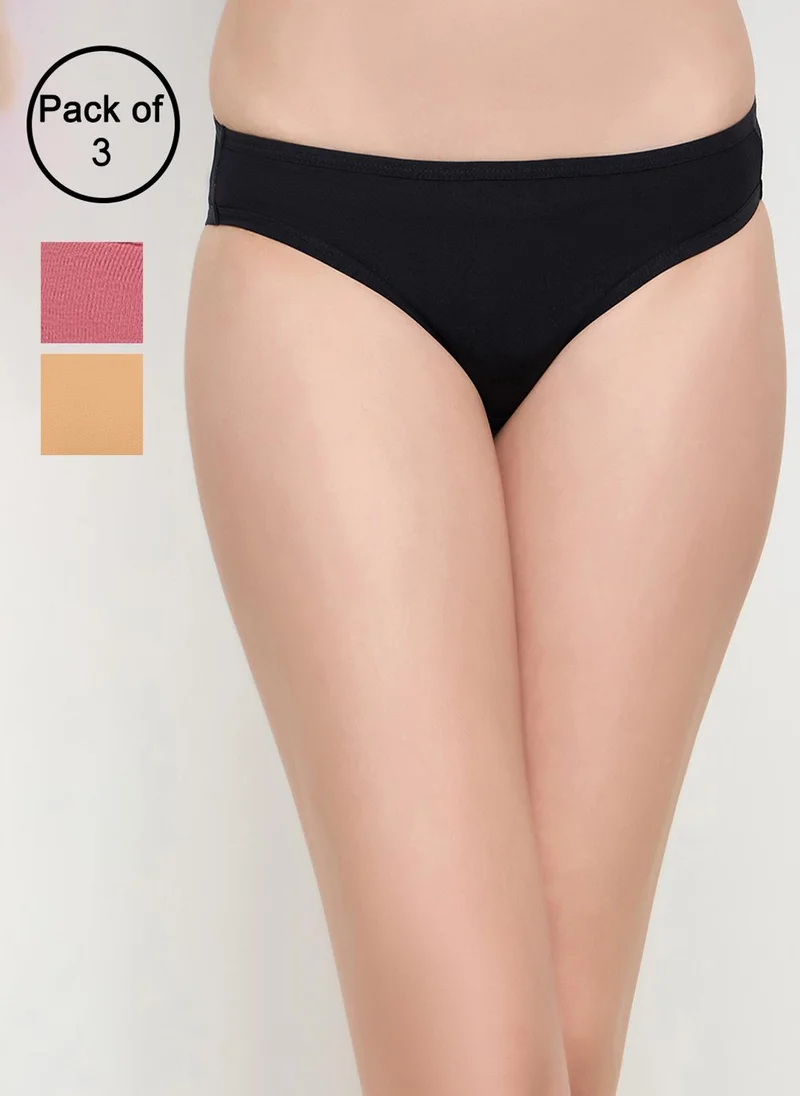 كلوفيا Clovia Pack of 3 Low Waist Bikini Panties - Cotton
