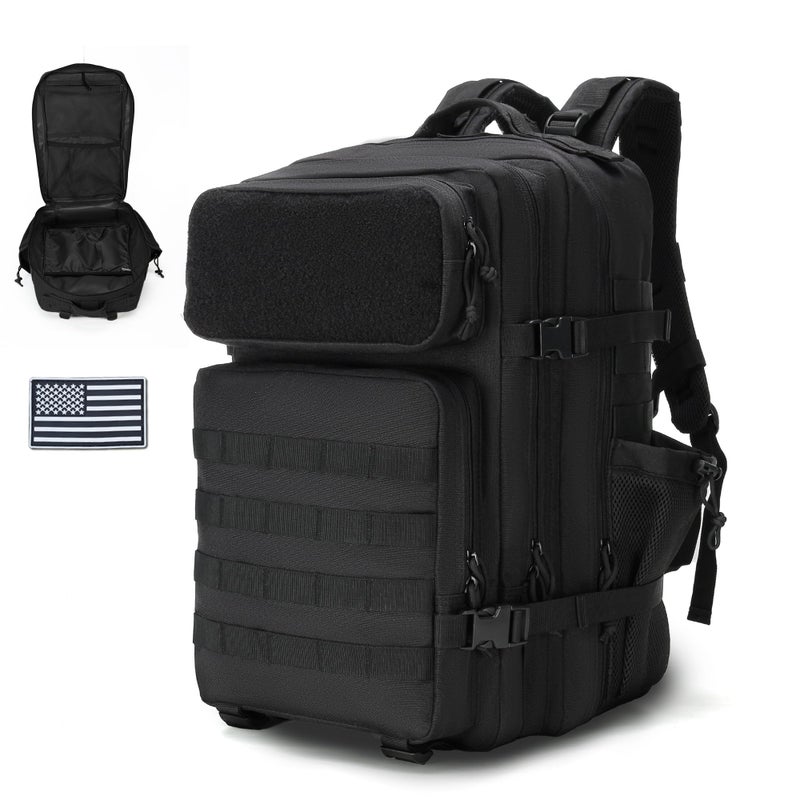 gracedon Military Tactical Backpack for Men and Women Army Camping Daypack Bug out Bag 45l Asault Pack for Travel Hiking (Black) - Image 1