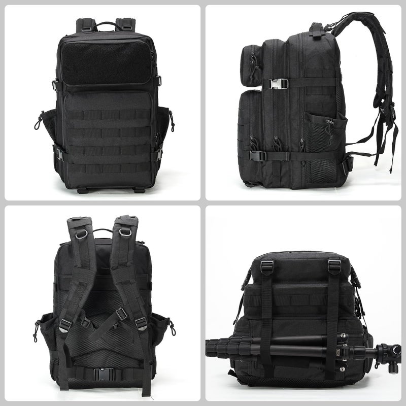 gracedon Military Tactical Backpack for Men and Women Army Camping Daypack Bug out Bag 45l Asault Pack for Travel Hiking (Black) - Image 5
