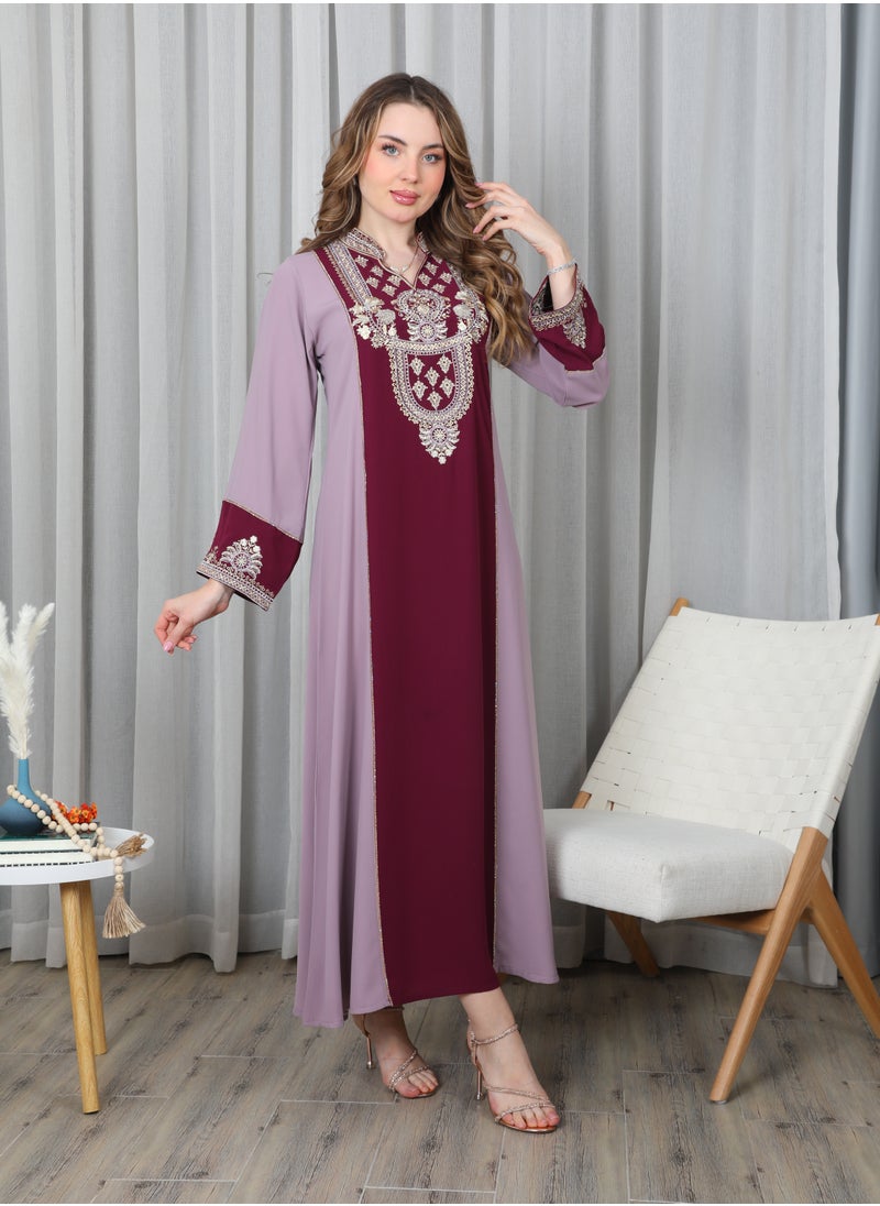 Bint Al Bilad Bint Al Bilad Women's Summer Long Luxury Jalabiya | Full-Length Kaftan Dress for Ramadan, Eid Ul Fitr, Wedding, Special Occasions | Embroidered Saudi Abaya | Modest Islamic Clothing  - Image 4