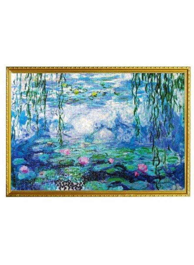 لعبة ألغاز ورقية للكبار مكونة من 1000 لوحة زيتية لوحة زيتية مشهورة عالميًا لفان جوخ وسماء نجمية منفذ تخفيف الضغط - اللون: 63152-14 زنابق الماء مونيه - Image 1