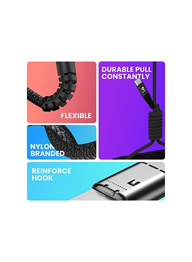 ELONSEY كابل شحن سريع USB C، كابل شاحن USB A إلى USB C متوافق مع Samsung Galaxy S23/S22 Ultra، Note 20، Pixel وجميع أجهزة USB C - أسود 2 متر - Image 4